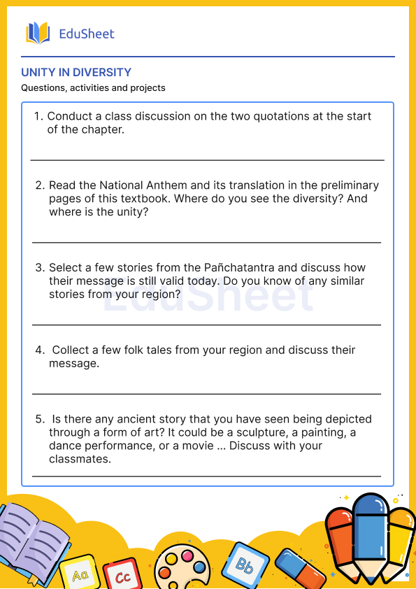 Unity in Diversity Worksheets | Free Download at Orchids International