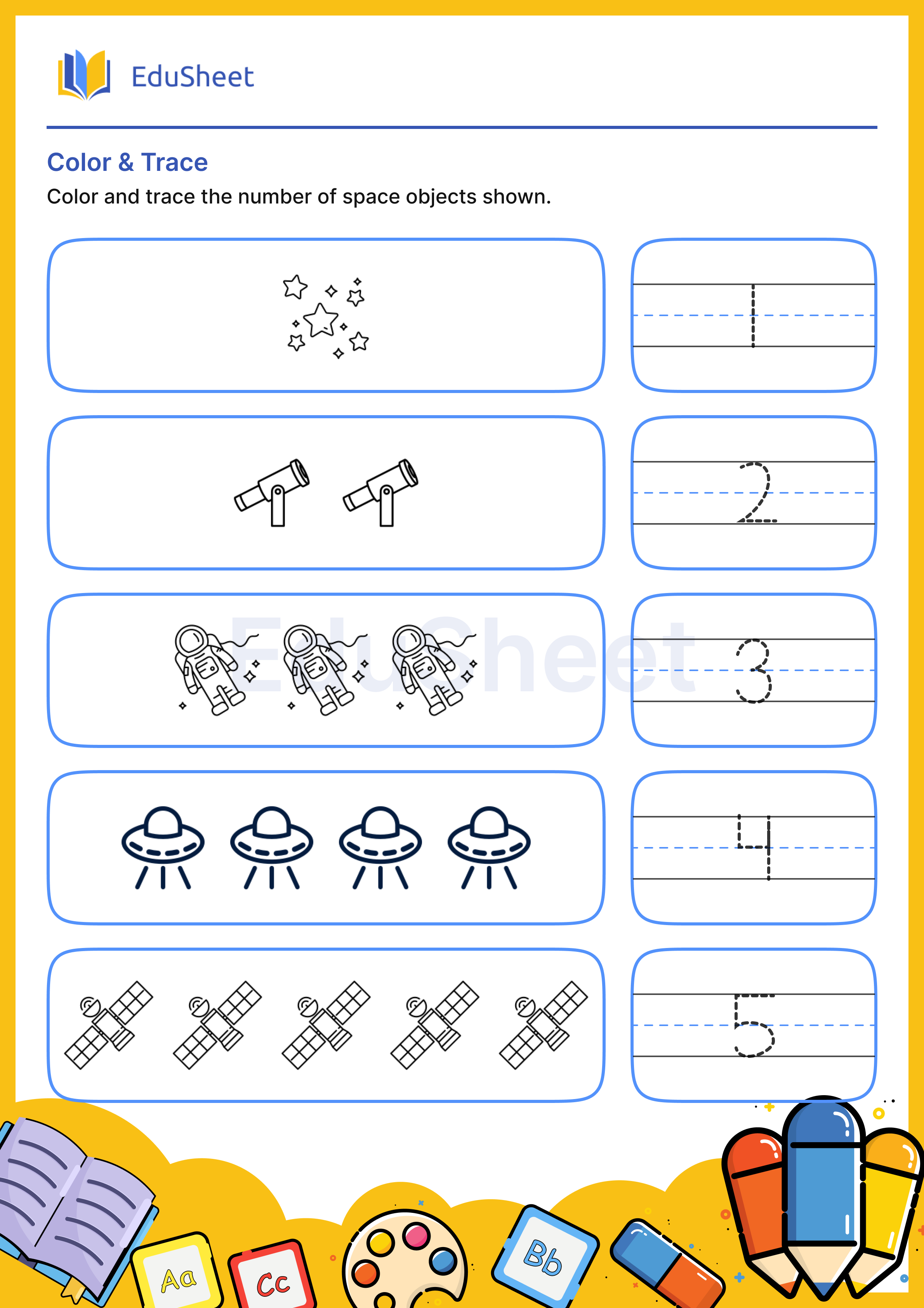 Color Space Objects and Trace Numbers 12 Worksheets | Free Download at ...