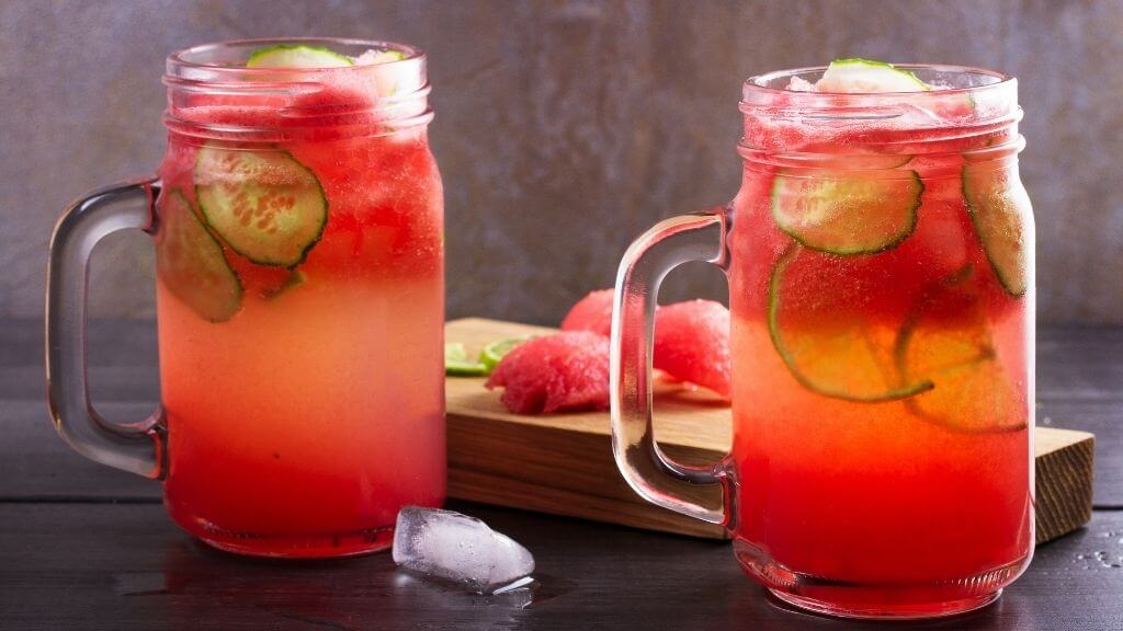 Watermelon, cucumber, lime mocktail