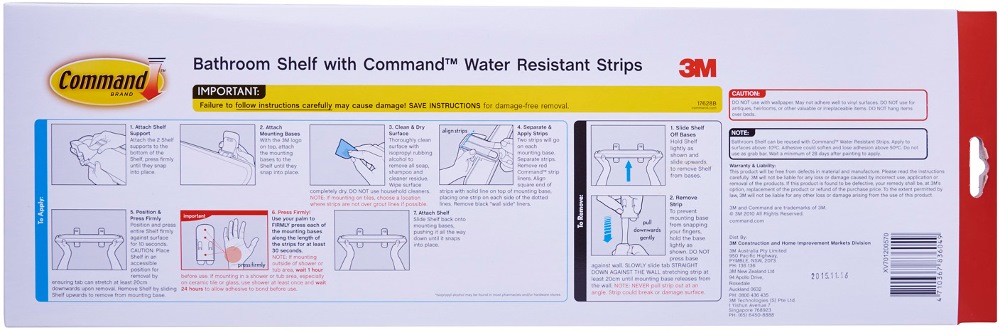 3M COMMAND CORNER SHELF - 17627D, Bathroom Accessories