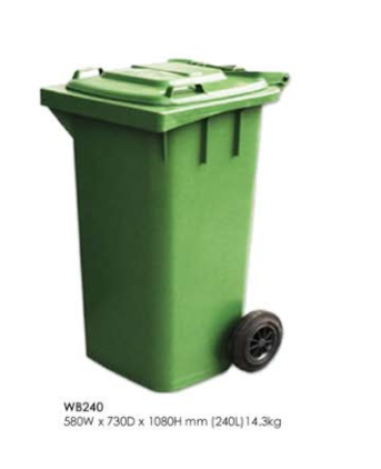 Mobile Garbage Bin BP240 570mm (W) x 730mm (D) x 1040mm (H) 240L