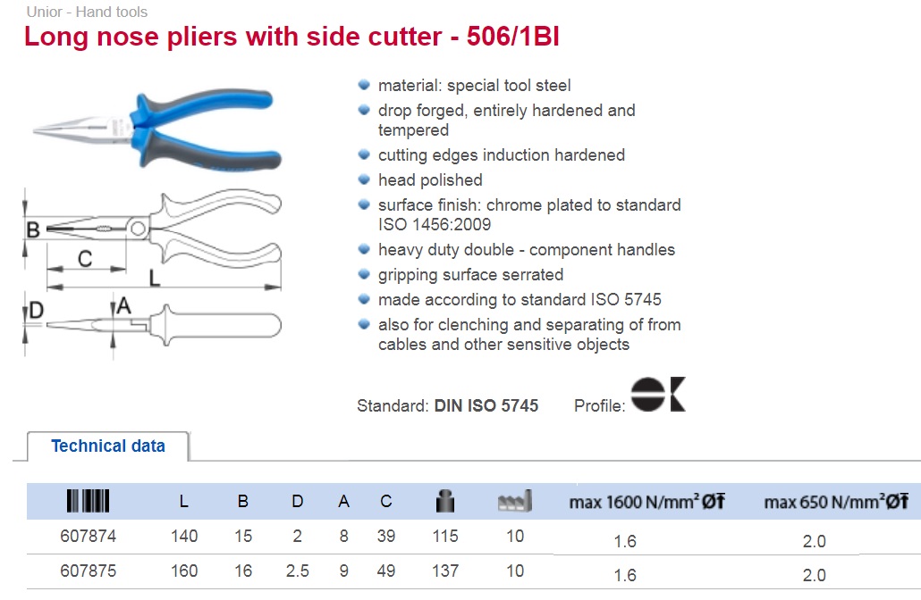 Unior Long Nose Pliers