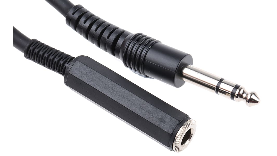 RS PRO Male 6.35mm Mono Jack to Male 3.5mm Mono Jack Aux Cable, Black, 5m