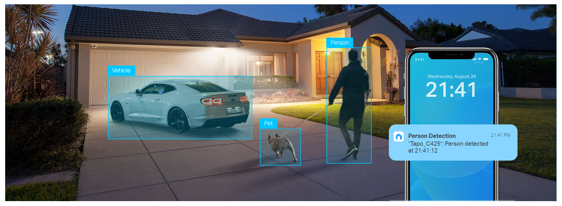 Multiple AI Detection, All for Free!
Smart AI accurately identifies people, pets, and vehicles, reducing false alerts and unnecessary notifications.