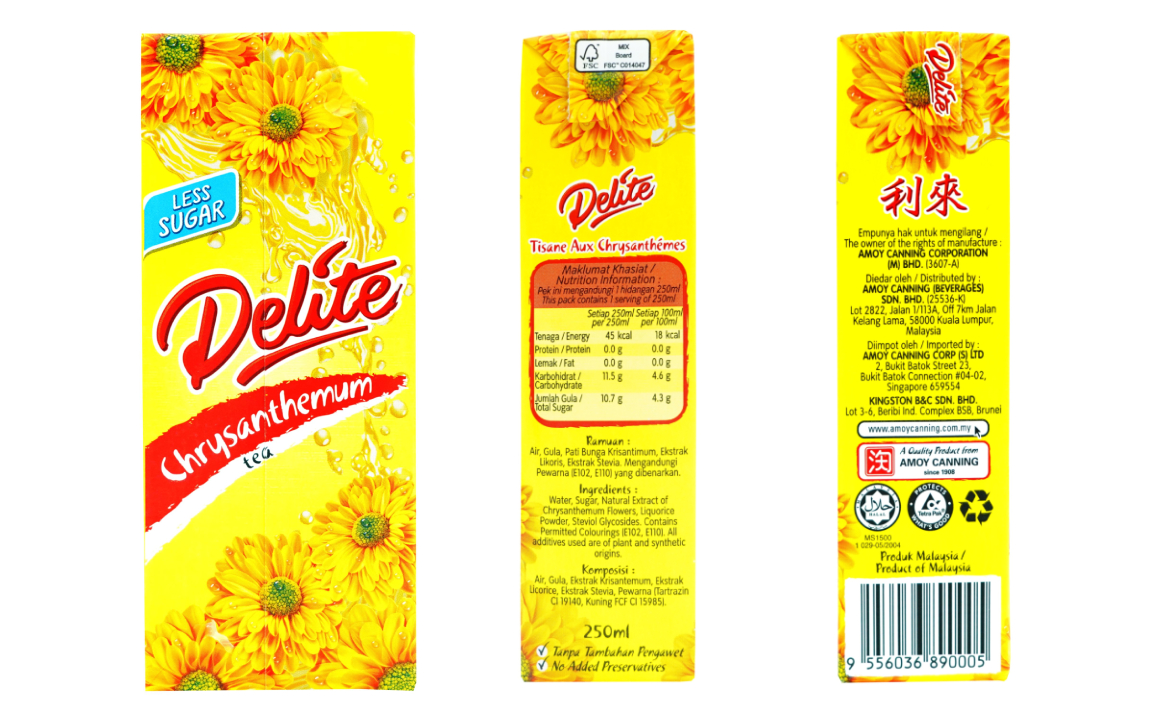 DELITE LESS SUGAR - CHRYSANTHEMUM TEA
Transport yourself to serene tea gardens with DELITE Chrysanthemum Tea.  