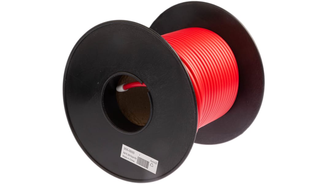 RS PRO Red 0.33 mm² Hook Up Wire, 22 AWG, 7/0.25 mm, 100m, PVC