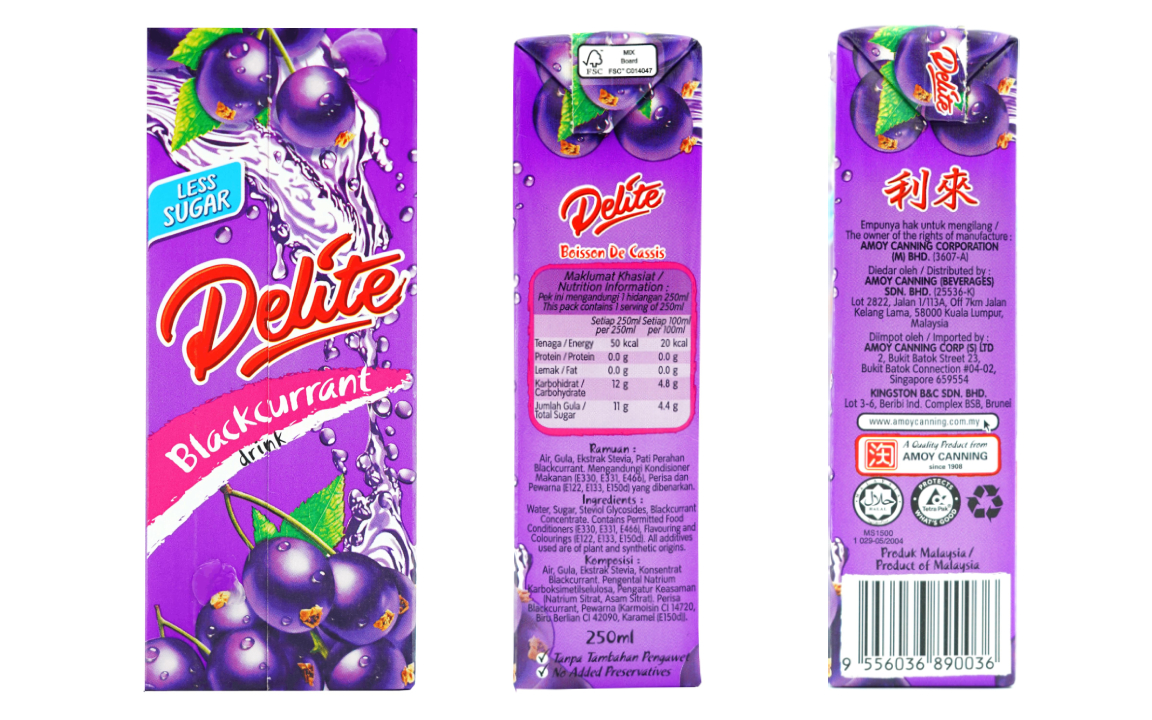 DELITE LESS SUGAR - BLACKCURRANT
Savor the bold and tangy flavor.