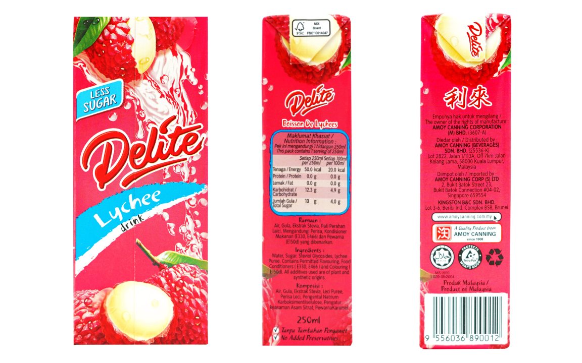 DELITE LESS SUGAR - LYCHEE
Irresistibly refreshingly light drink. 