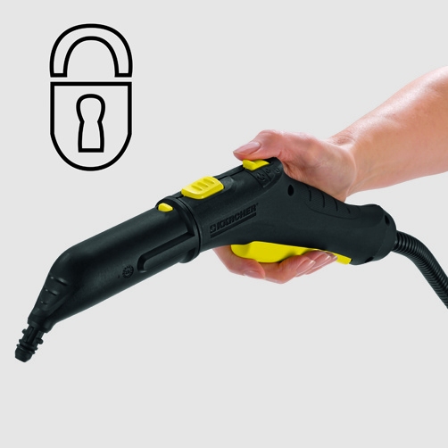 Child safety lock on the steam gun 
A locking system offers reliable protection against improper use by children.