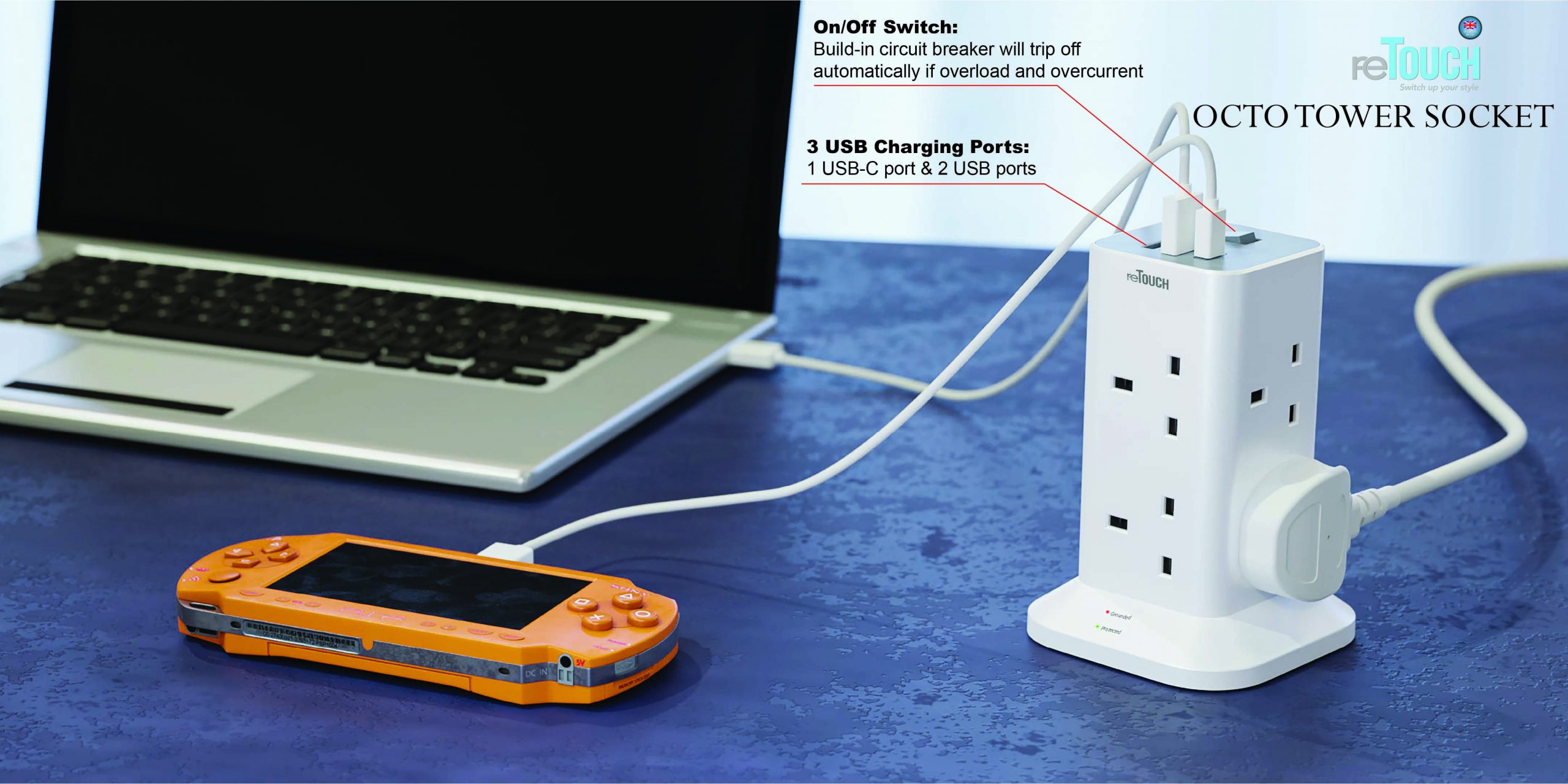 –    3 USB Charging Ports – with 1 USB-C port & 2 USB ports intelligently detect and charge at ideal output. Perfect for camera, smartphone, tablet, bluetooth speaker, power bank and etc. Doex not support Qualcomm Quick Charge.