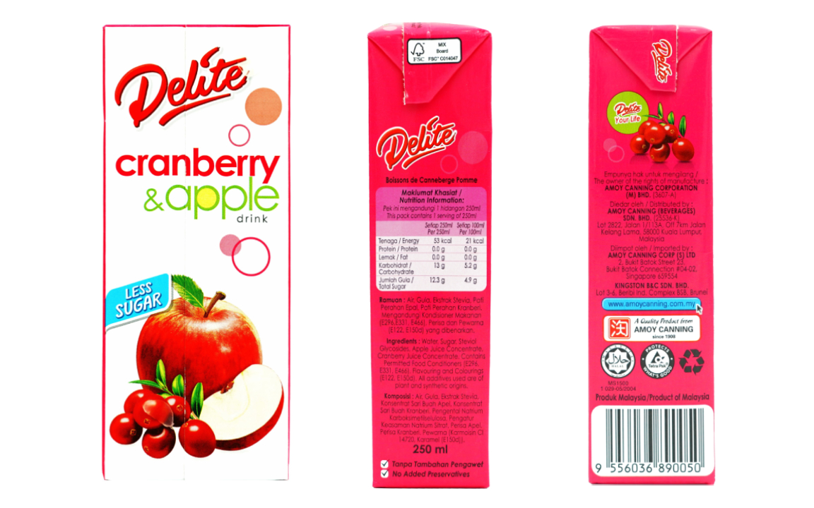 DELITE LESS SUGAR - CRANBERRY & APPLE
Refreshing blend that delights with every sip.