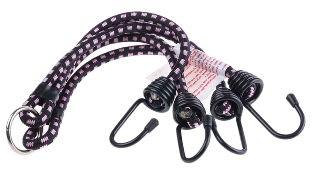 RS PRO 2 Hooks Bungee Cord, 762mm Long, 8 mm Diameter