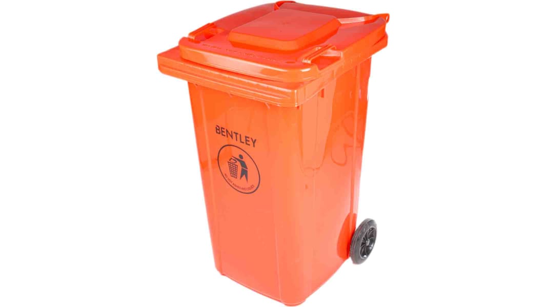 RS PRO 360L Grey Flip Polyethylene Waste Bin