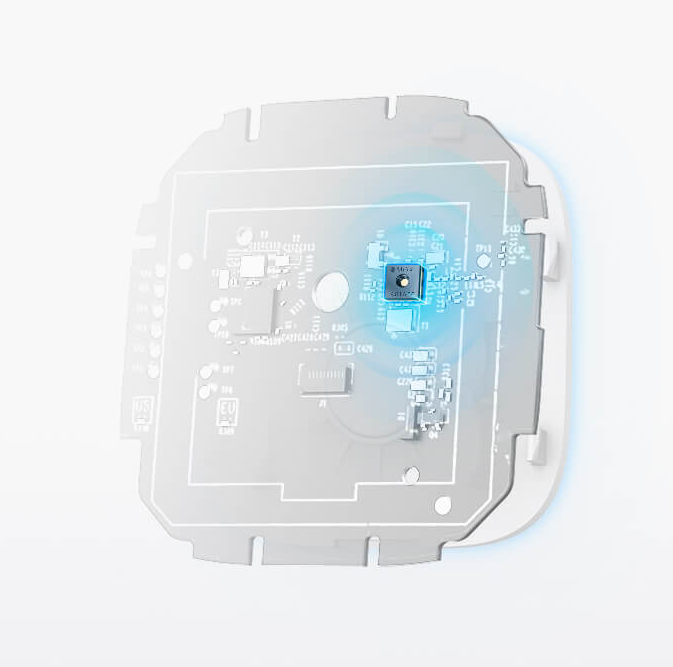 High-Accuracy Sensor
The built-in Swiss-made sensor features a typical accuracy of ±3%RH, ±0.3°C / 0.54°F. By obtaining and updating data every 2 seconds, the sensor gives you accurate current information.

±3%RH

±0.3°C / ± 0.54ºF

Humidity Range: 0%~99%RH

Temperature Range: -20~60ºC / -4~140ºF

* The E-ink screen only displays temperature from 0 to 50°C (32 to 122°F). If the readings go beyond the display range, you can check the temperature on the Tapo app.