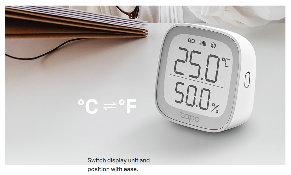 Display as You Like
Press the side button once to switch the temperature unit. Double press to switch the display position of temperature and humidity.