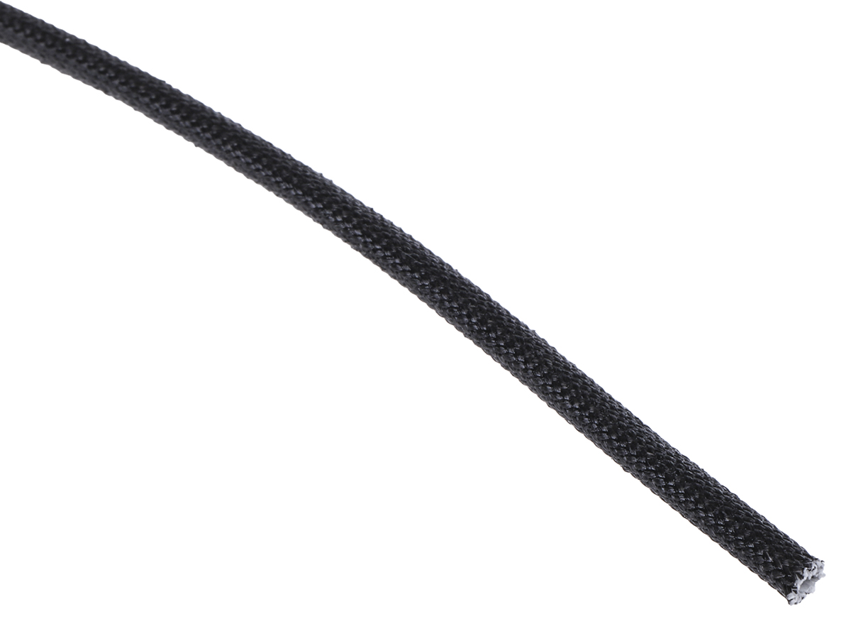 RS PRO Expandable Braided PET Black Cable Sleeve, 10mm Diameter, 5m Length