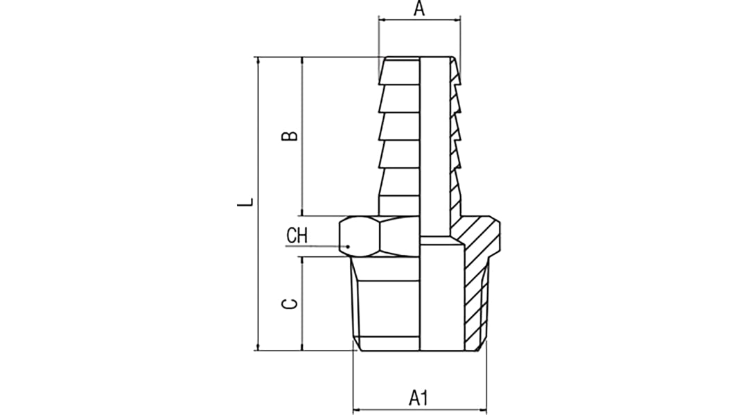 RS PRO Hose Connector Hose Tail Adaptor, G 3/8in 1/2in ID