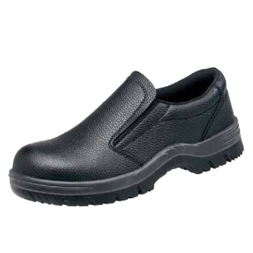 black slip on shoes leather