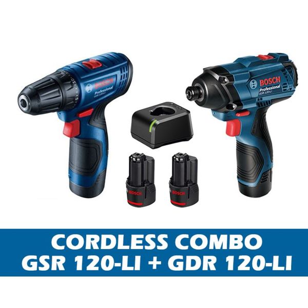 Bosch Gsr 120 Li Impact Driver Gdr 120 Li Cordless Drill c w 2 X