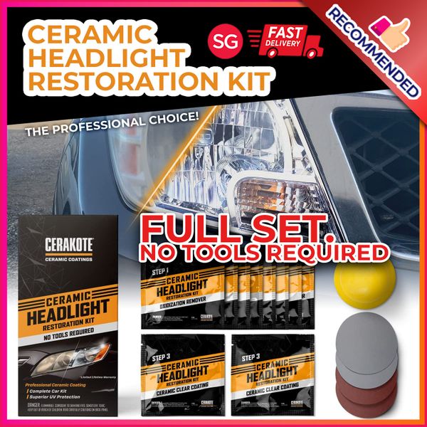 Cerakote Ceramic Headlight Restoration Kit – Brings Headlights Back to Like  New Condition - 3 Easy Steps - Restore Kit - Eezee