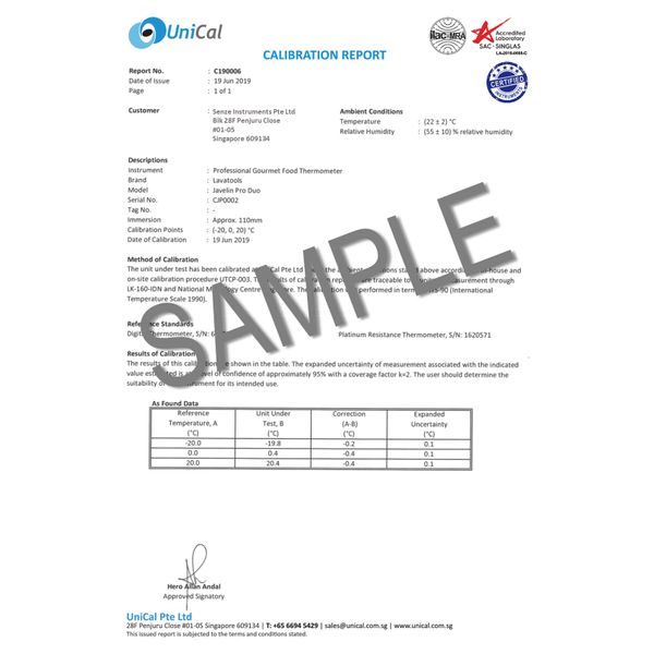 Certified Instruments - Professional Gourmet Food Thermometer PX1D (javelin  Pro Duo) With Calibration Certificate - Eezee