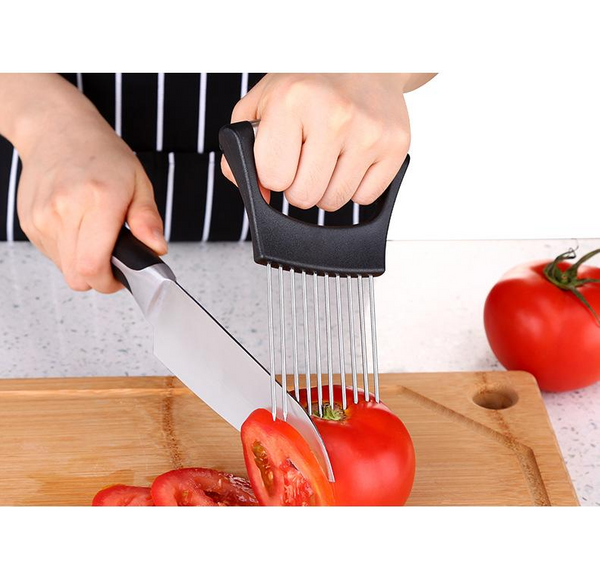 4 color new kitchen gadget onion slicer tomato vegetable safety fork vegetable  slicing cutting tool