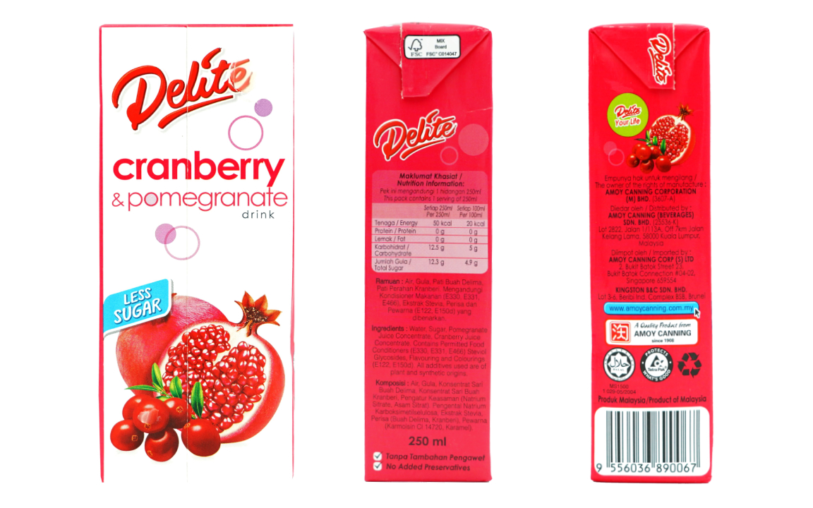 DELITE LESS SUGAR - CRANBERRY & POMEGRANATE
 A rejuvenating fusion that's delicious and refreshing.