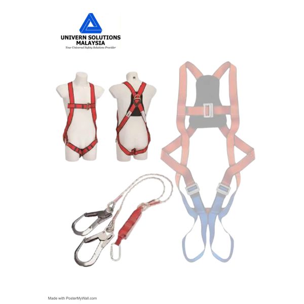 Dosh Sirim Approved - Full Body Harness c/w Carabiner, Absorber & Double  Lanyard With Big Hook - Eezee