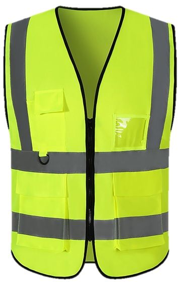 High Visibility Safety Vest With Reflective, Pocket, Key Ring & Id Tag ...