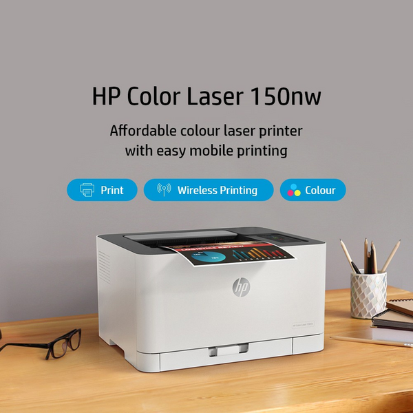 HP Color Laser 150nw Wireless Printer / Print Only / Manual Duplex / Laser  / One Year Warranty (hp Printer) - Eezee