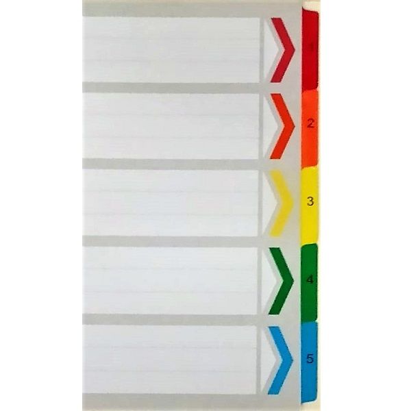 Index Divider - Mylar Color Tab 1--5 Singapore - Eezee