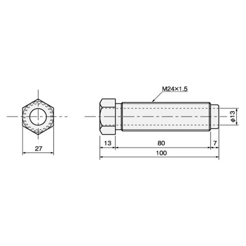 Iwata Type B With Hole Fine Thread Stainless Steel Bolt M24 X 1.5