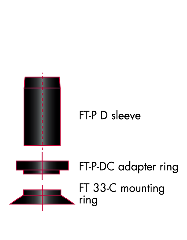 Thanks to the special DC adapter of the FT-P tool, the C-rings of the simatool FT 33 can also be used on presses