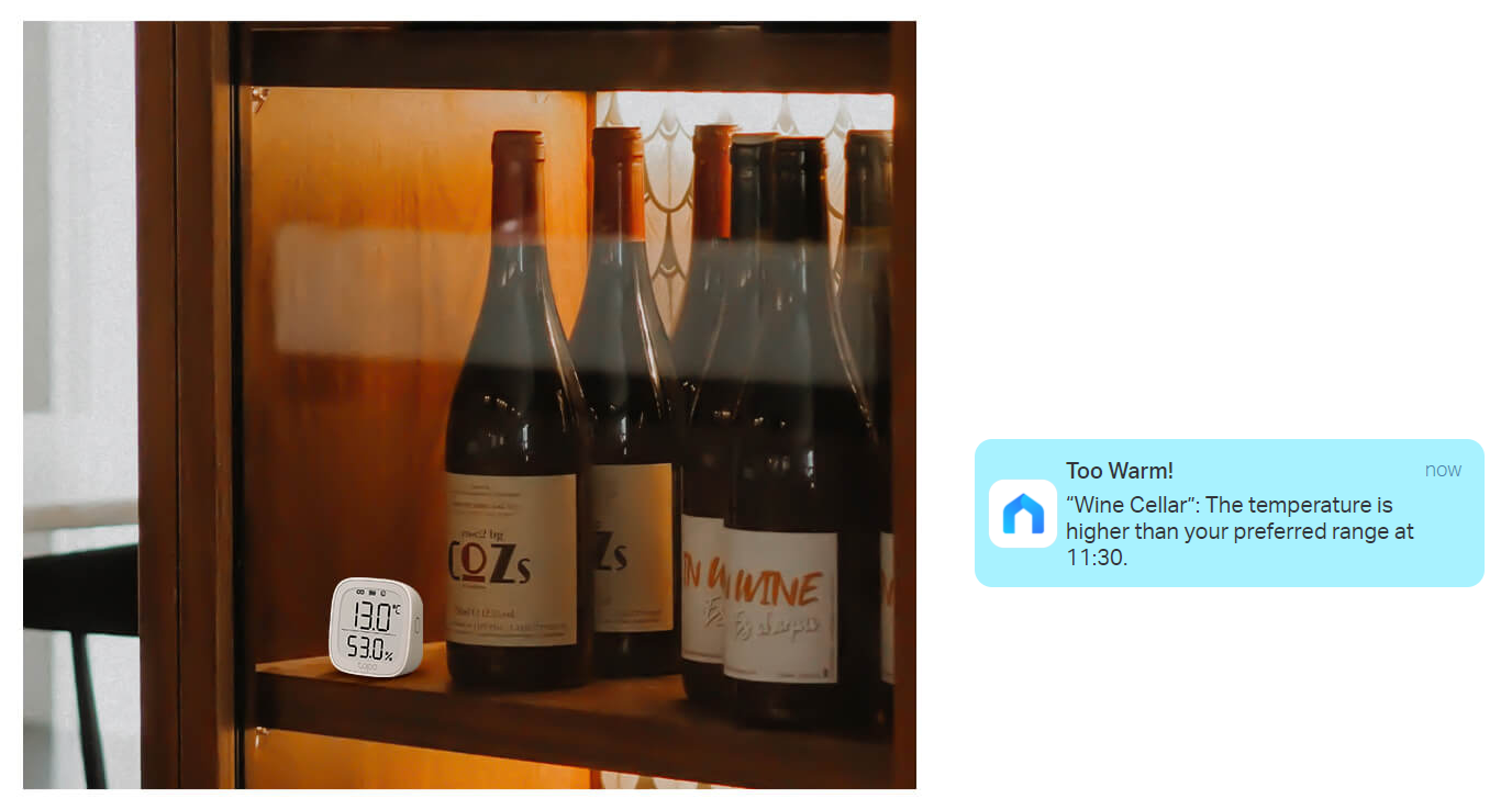 Instant App Alerts
Receive instant app notifications when temperature or humidity levels fall outside your customized ranges. React promptly to sudden air condition changes whenever the need arises.