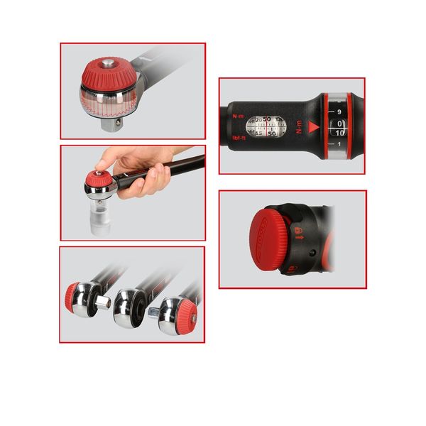 KS TOOLS 3/8 ERGOTORQUE® Precision Torque Wrench with Rotary Mushroom  Ratchet Head, 10-50Nm