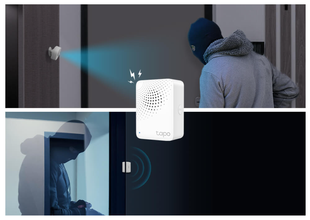 Protect Your Home Day and Night
Working with Tapo motion sensors, door/window sensors, and more, the Tapo Hub can sound a loud siren (up to 90 dB) to warn of danger or deter intruders.