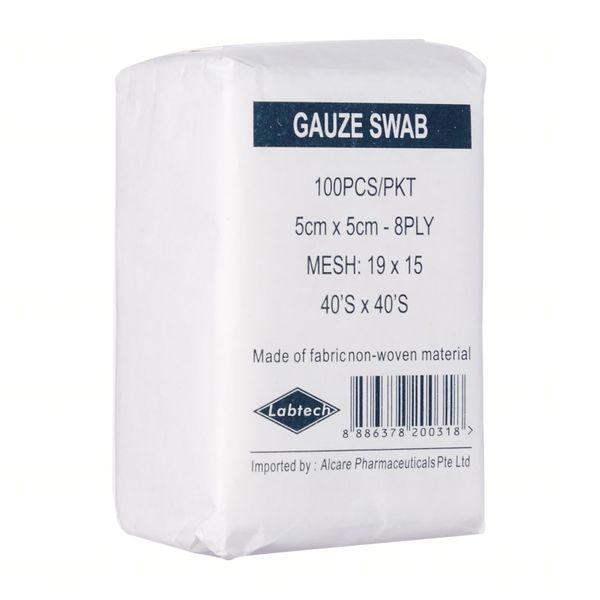 Labtech Gauze Swab 8ply 7.5cm x 7.5cm, 100pcs - Alcare