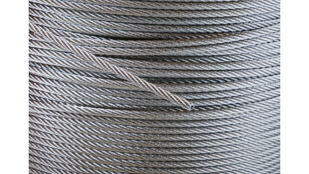 RS PRO Galvanised Metal Wire Rope, 75m