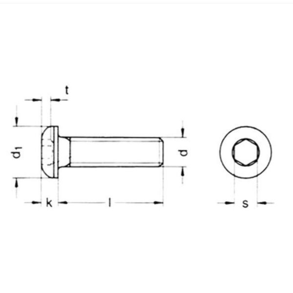 RS PRO Plain Stainless Steel Hex Socket Cap Screw, DIN 912, M8 x 12mm