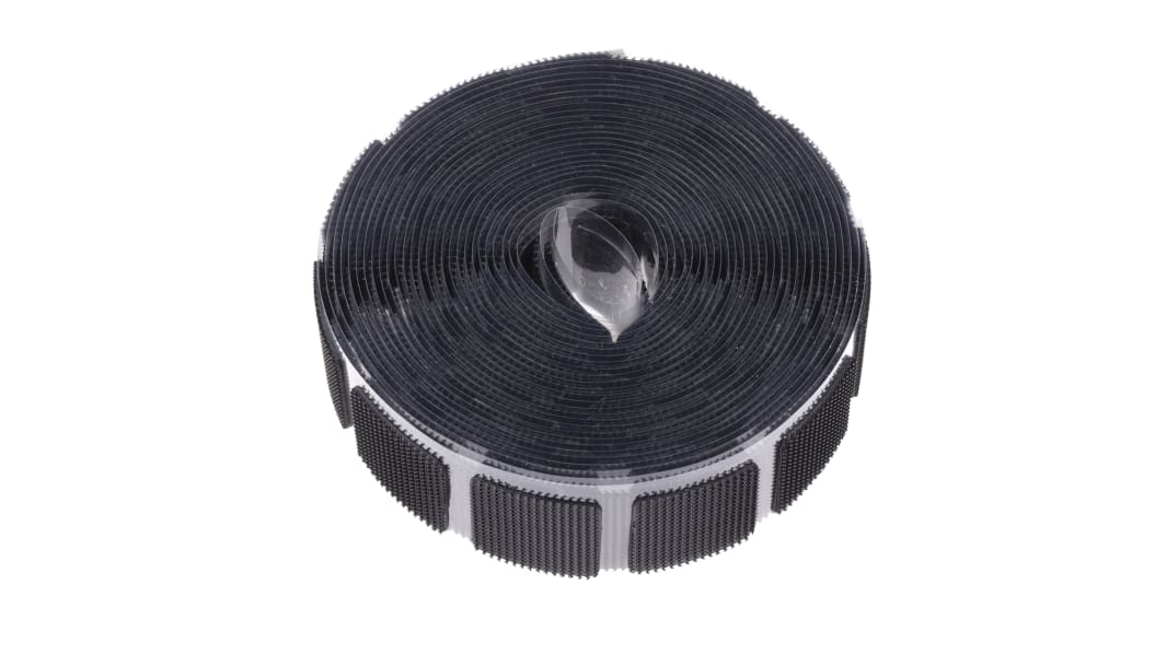 RS PRO Black Hook & Loop Tape, 20mm x 5m