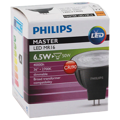 Philips Master LED 10W dimbaar MR16 GU5.3 12V 10W=50W 2700K 36° MASTER