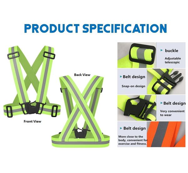 Elastic Reflective Safety Vest Strap/ Reflective Safety Vest Classic V ...