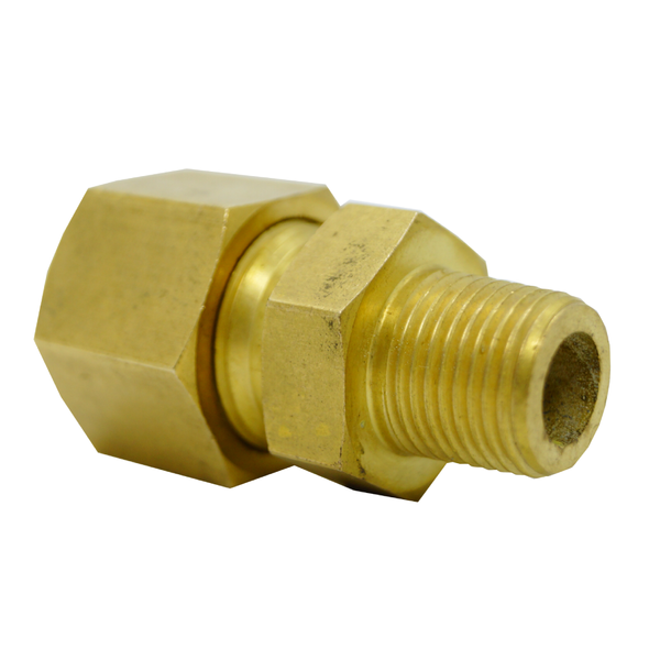 Male Connector, Compression Fitting, Brass, 3/8 x 3/8