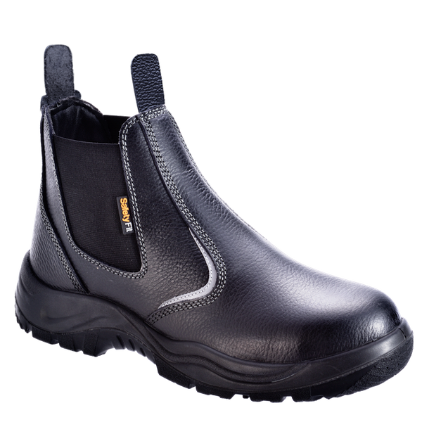 Safetyfit Black Buffalo Mid Cut Full Grain Leather Slip-on Shoe Dual ...