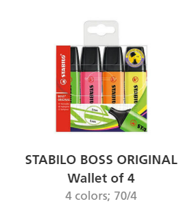 Highlighter STABILO BOSS ORIGINAL Assorted Colours Sets of 3