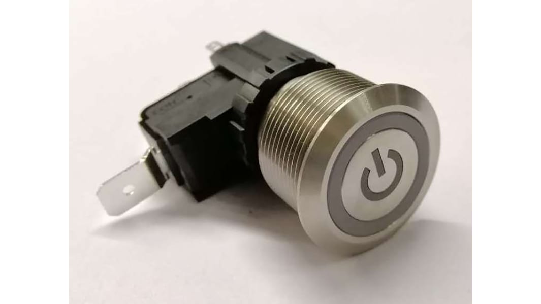 Rs Pro 1758846 Illuminated Push Button Switch, Momentary, Panel Mount,  22.2mm Cutout, Spst, White Led, 250 / 125V Ac, IP67 - Eezee