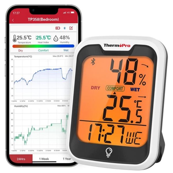 Thermopro TP358 Smart Wireless Digital Room Thermometer Hygrometer With  Alert (bluetooth 5.0) - Eezee