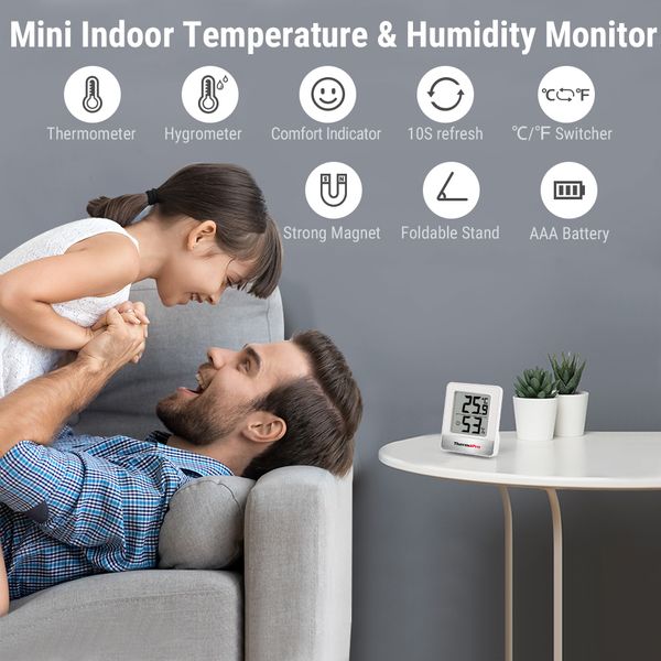 ThermoPro Digital Wireless Indoor or Outdoor White Hygrometer and