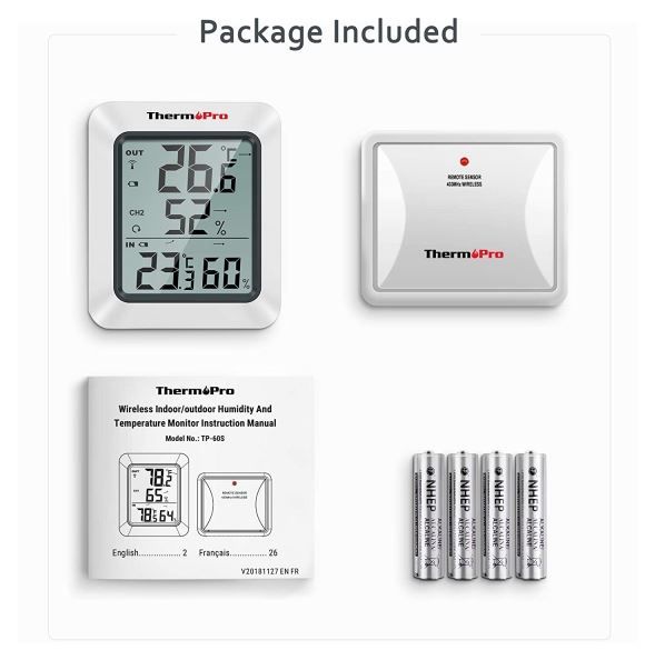 ThermoPro Digital Wireless Indoor Black Hygrometer and Thermometer