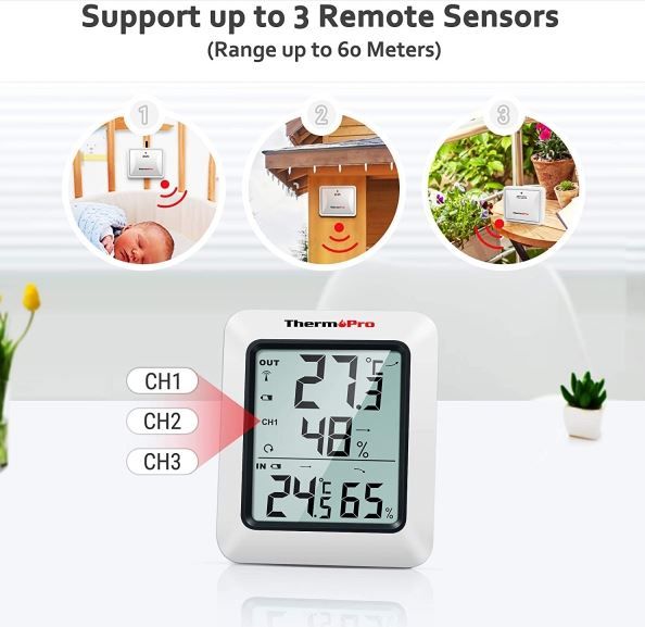 Digital LCD Wireless Thermometer Hygrometer Home Indoor Outdoor Temperature  Humidity Monitor Meter Transmitter Sesnor -40~60°C